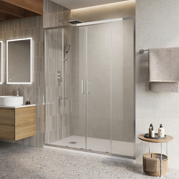 душевая дверь belbagno luce 160 luce-bf-2-160-c-cr профиль хром стекло прозрачное