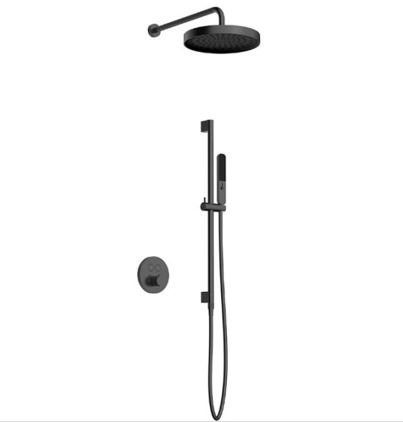 душевая система aquame арт.aqm8401gm, внутренняя часть в комплекте, с термостатом, цвет матовый серый.