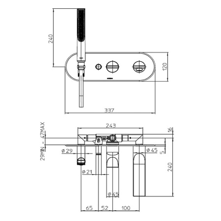 смеситель для ванны bossini apice z00555.073 черный матовый