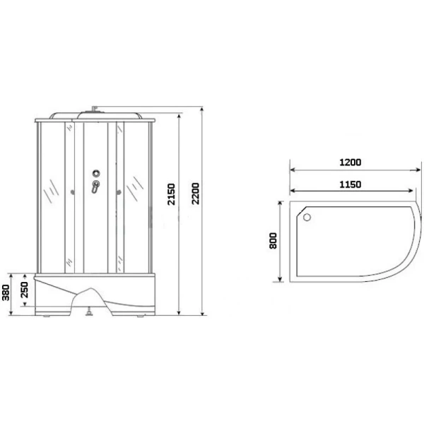 душевая кабина niagara luxe 120x80 ng-7712gl с гидромассажем