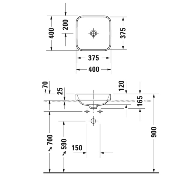 раковина duravit happy d.2 plus квадратная 400мм, без перелива,с выпуском с керамической крышкой, антрацит матовый с покрытием wonderglisstt