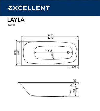 акриловая ванна excellent layla 180x80 "ultra" цвет бронза с гидромассажем