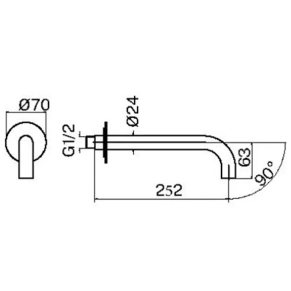 излив для ванны plumberia selection ixo spt0258cr 252 мм, хром
