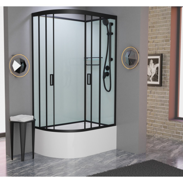 душевая кабина frank f412/2r black правая без крыши 120х80