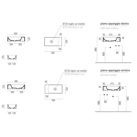 раковина gsi kube x 9486005 накладная, 50x25 см, tortora opaco (коричневый матовый)
