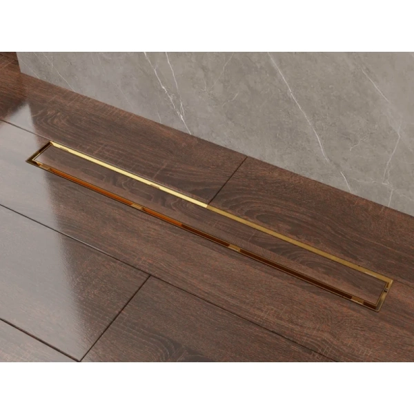 душевой трап (лоток) plumberia selection linear psl60or 60 см, с решеткой, 2 в 1 под плитку, золотой