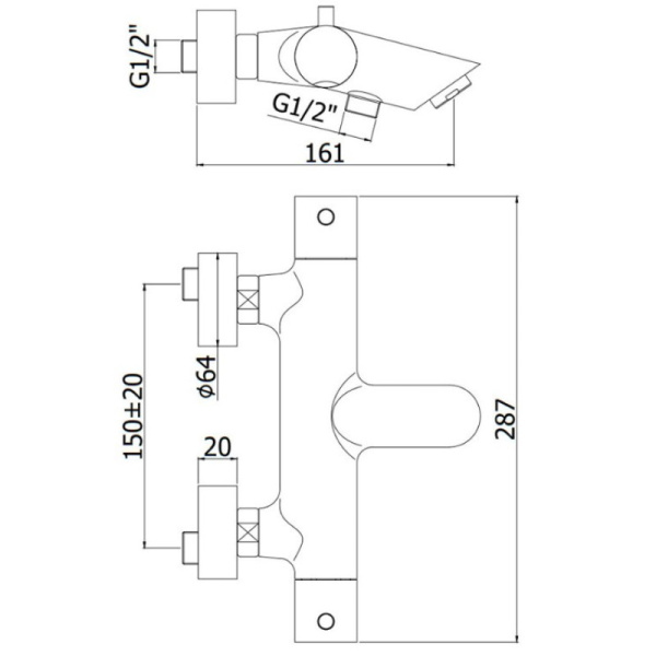 смеситель paffoni light liq023hg для ванны с душем, термостат, с душевым гарнитуром, золотой