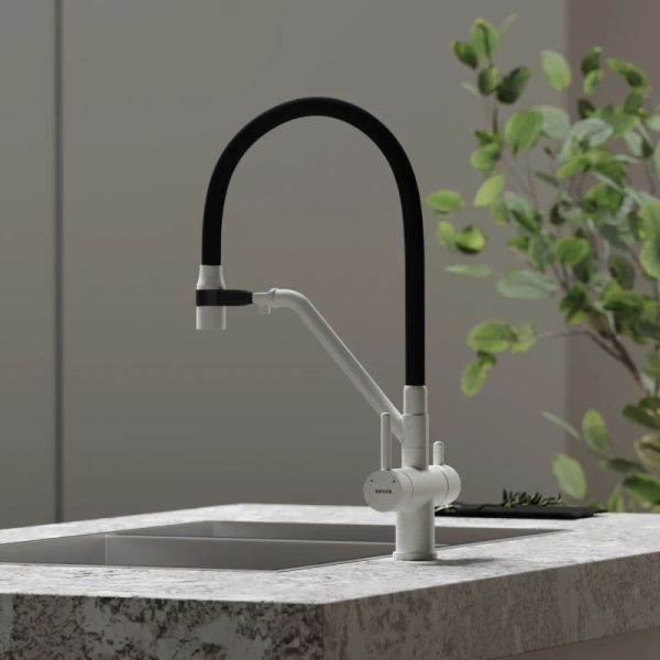 смеситель для кухни sancos dora sc4003gr белый гранит черный