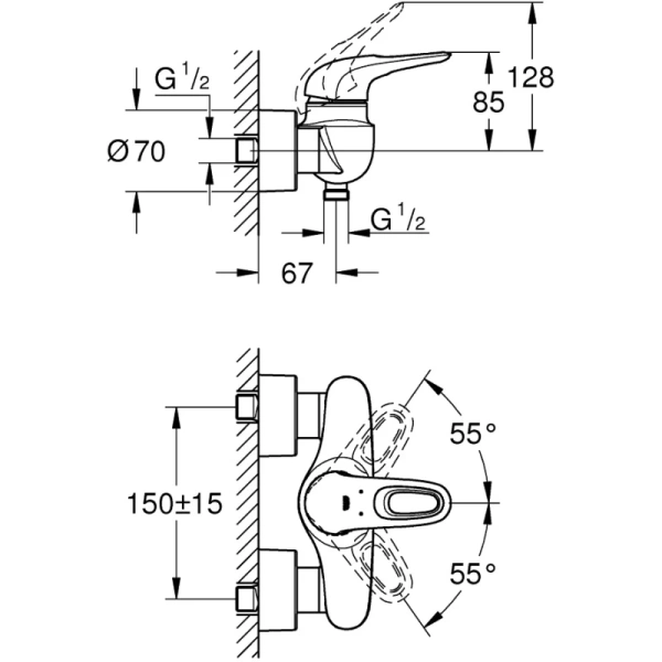 смеситель для душа grohe eurostyle new 33590ls3