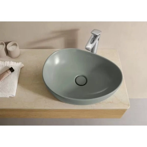 раковина villeroy & boch antao 4a7351r8 накладная, 51x40 см, morning green с ceramicplus