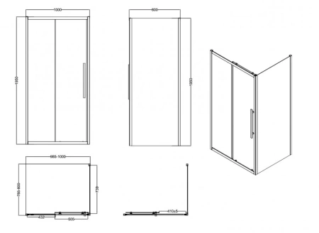 душевой уголок esbano flex 100x80 esogf108psb профиль черный стекло прозрачное