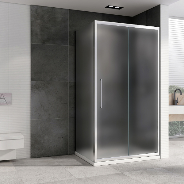 душевой уголок abber schwarzer diamant 120x50 ag30120mхh-s50m профиль хром, стекло матовое