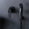комплект унитаза с инсталляцией am.pm spirit ck70gh черный матовый, с сиденьем микролифт, с черной глянцевой клавишей смыва, с гигиеническим душем и аксессуарами для ванной комнаты