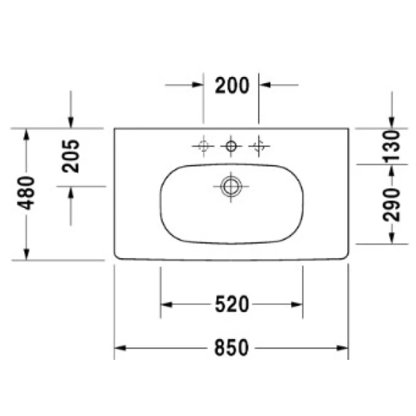 раковина полувстраиваемая duravit d-code 85 см 03428500002