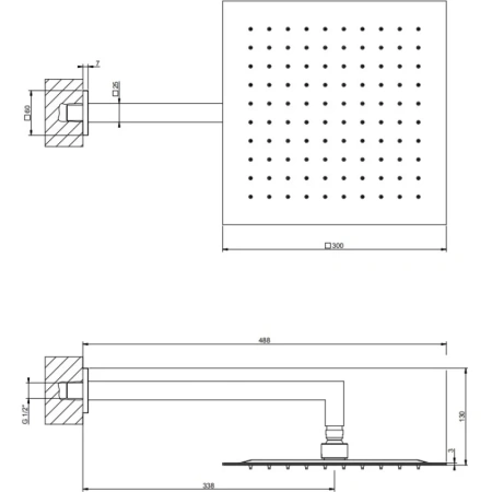 верхний душ gessi emporio 93348#238 ø300 мм, с кронштейном, цвет mirror steel