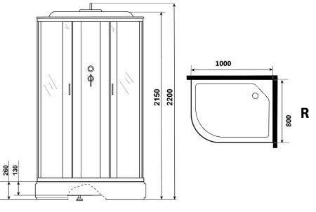 душевая кабина niagara classic 100х80 r ng-33084-14rg с гидромассажем