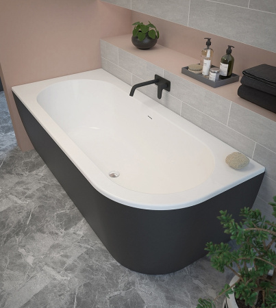 акриловая ванна cezares slim 179x79 l slim corner-180-80-60-l-nero-set без гидромассажа
