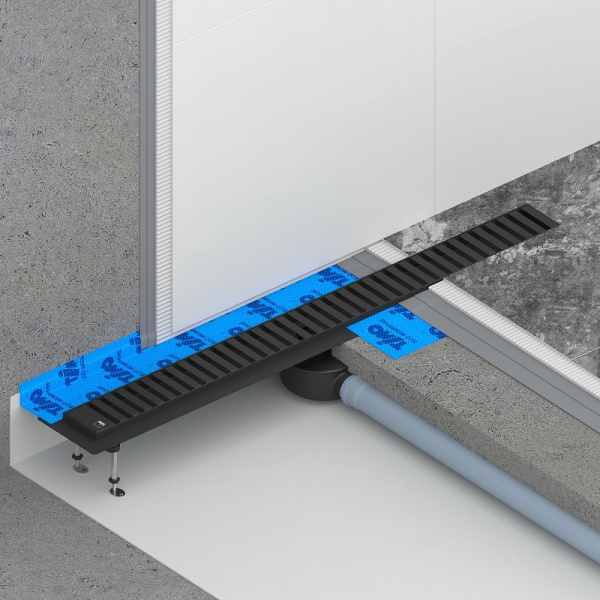 душевой лоток timo drain system 90 ds230109/03 с черной матовой решеткой