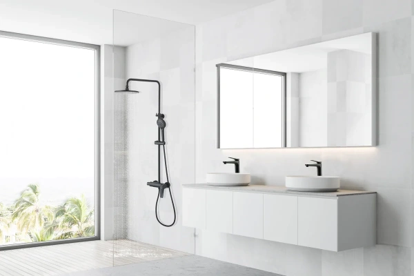 душевая стойка lemark bronx lm3760bl, черная