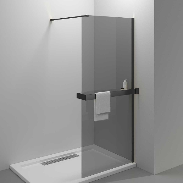 душевая перегородка vincea walk-in hr 90 vsw-4hr900cgb профиль черный матовый, стекло тонированное
