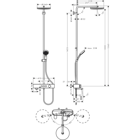 душевая система hansgrohe pulsify showerpipe 260 1jet 24230000