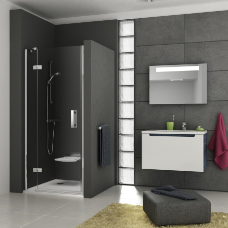 Дверь для душевой кабины в нишу Ravak Smartline SMSD2-90 B L 0SL7BA00Z1 профиль хром, стекло прозрачное