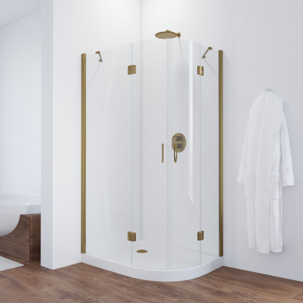душевой уголок vegas glass afs-f 100*80 05 01 профиль бронза, стекло прозрачное