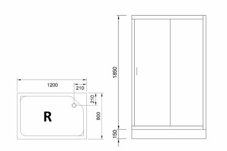 душевой уголок royal bath hp 120×80 rb8120hp-t-bl-r профиль черный, стекло прозрачное