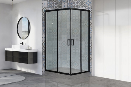 душевой уголок royal bath hpd 120×90 rb9120hpd-c-bl профиль черный, стекло матовое