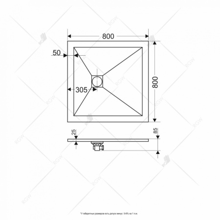 душевой поддон из искусственного камня rgw stt st-0088g 80×80x2,5 графит