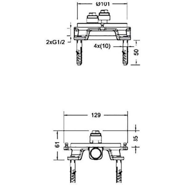 внутренняя часть для смесителя bravat built-in d9102n-eng