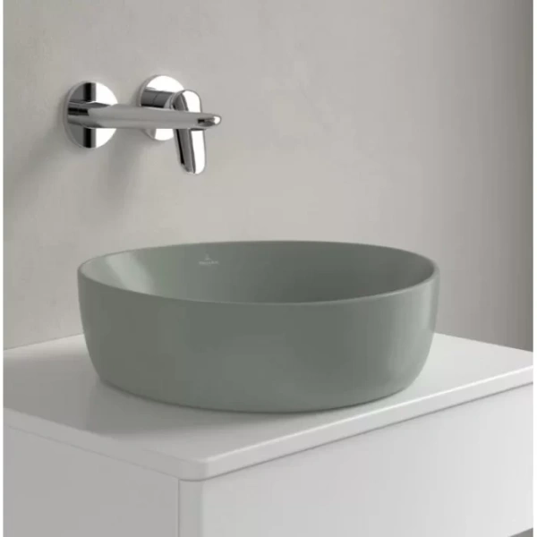 раковина villeroy & boch antao 4a7240r8 накладная, 40x39.5 см, morning green с ceramicplus