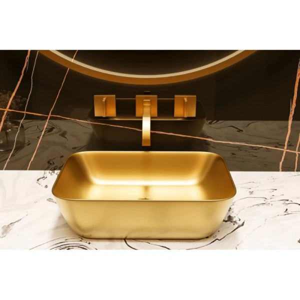 раковина-чаша abber rechteck ac2200mmg 46x32,5 см, накладная, золотой матовый
