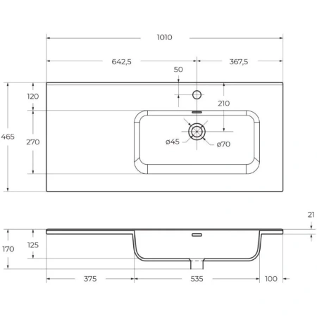 раковина полувстраиваемая 100 belbagno bb1000etl-r белая