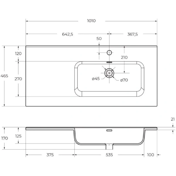 раковина полувстраиваемая 100 belbagno bb1000etl-r белая