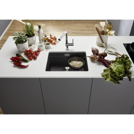 мойка для кухни blanco etagon 500-u 525887 черный, отводная арматура infino®