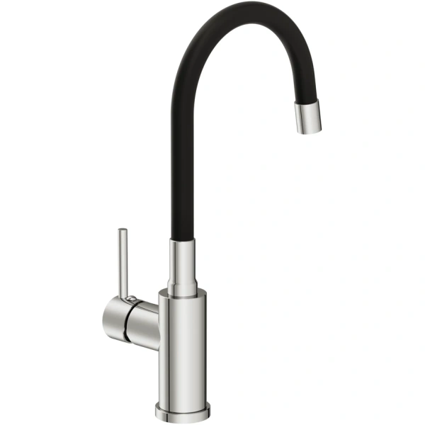 смеситель для кухни cersanit melar a68233 с гибким изливом, хром/черный смеситель для кухни cersanit melar a68233 с гибким изливом, хром/черный