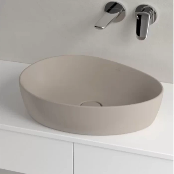 раковина villeroy & boch antao 4a7351am накладная, 51x40 см, almond с покрытием ceramicplus