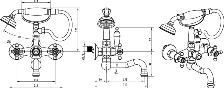 смеситель для ванны boheme tradizionale chromo 273 хром