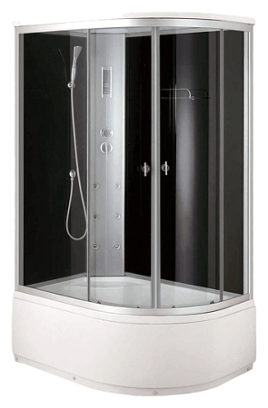 Душевая кабина Aqualux AQ-4072GFL черная задняя стенка, левая