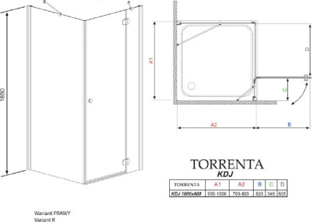 душевой уголок radaway torrenta kdj 100 r×80 прозрачное