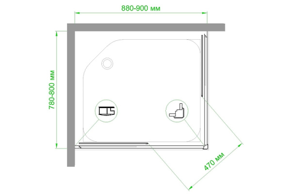 душевой уголок royal bath hpd 90х80 rb8090hpd-c-bl профиль черный, стекло матовое