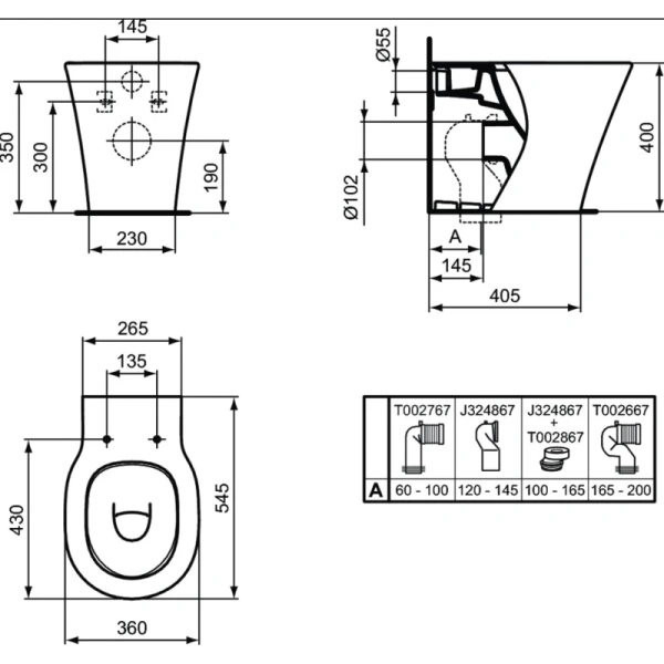 унитаз приставной ideal standard connect air e004201 без сиденья