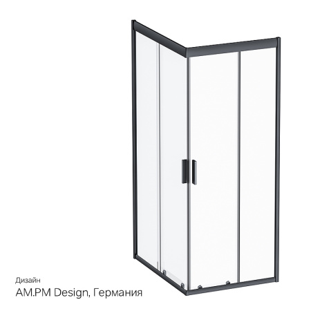 душевой уголок am.pm gem 100×80 w90g-404-100280-bt профиль черный матовый, стекло прозрачное