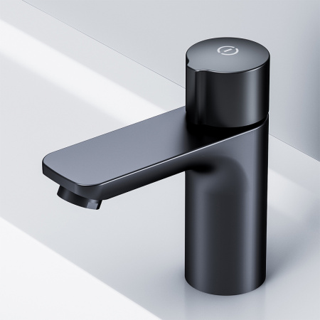 смеситель для раковины am.pm x-joy f85a02522 нажимной, touchreel, цвет черный матовый