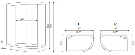 душевая кабина timo standart silver fabric t-6602srf 120х85