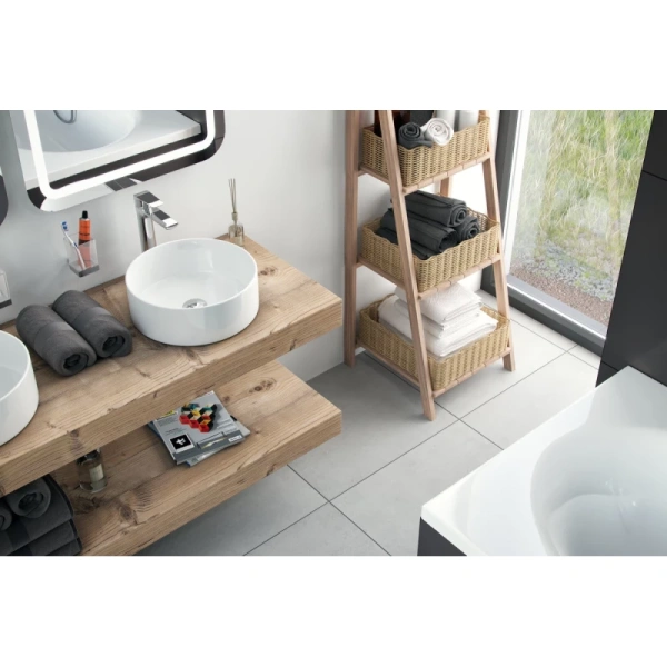 раковина excellent actima ovia накладная, без перелива, ø35 см, белая