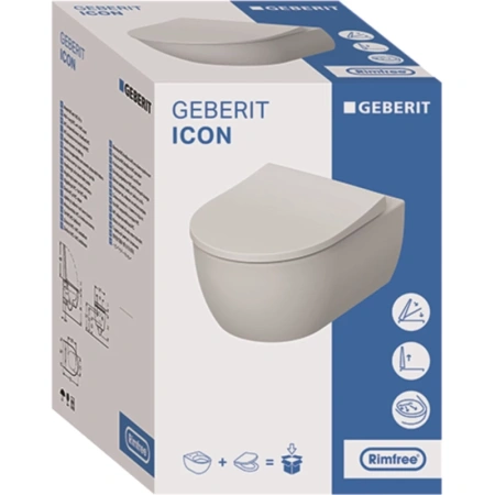 унитаз подвесной geberit icon 500.784.01.1 безободковый, с крышкой сидением микролифт, цвет белый