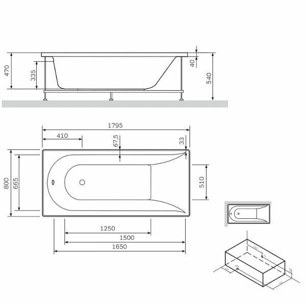 фронтальная панель для ванны am.pm spirit 180 w72a-180-080w-p2 белая