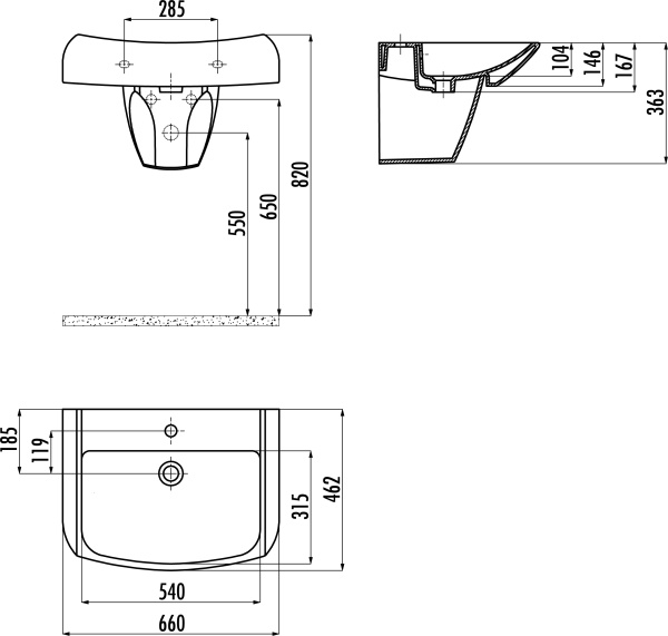 раковина подвесная creavit bull bl065